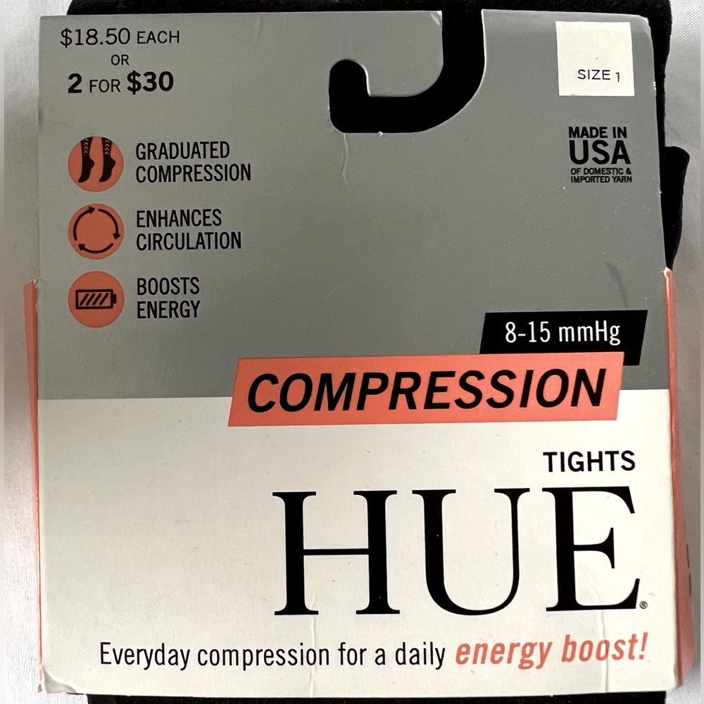 NEW HUE Compression Tights, Black, Size 1